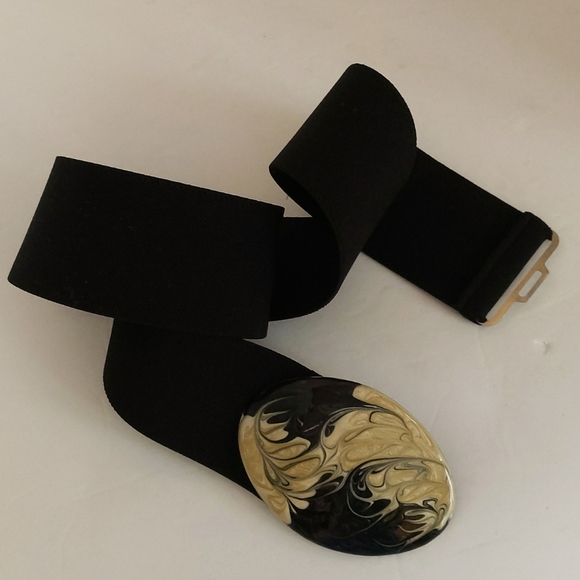 Chunky Swirl Stretch Belt Black Creme - Picture 1 of 12